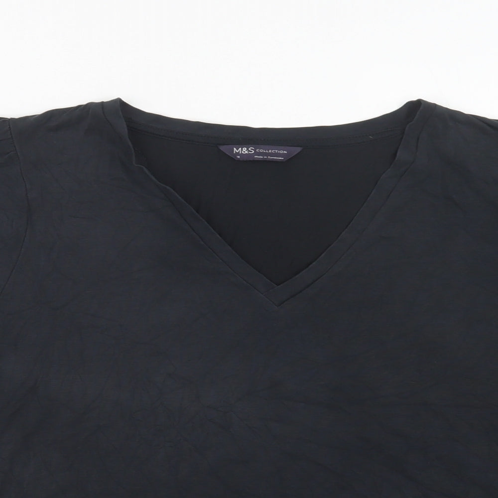 M&S Womens Black  Polyester Camisole T-Shirt Size 18 V-Neck