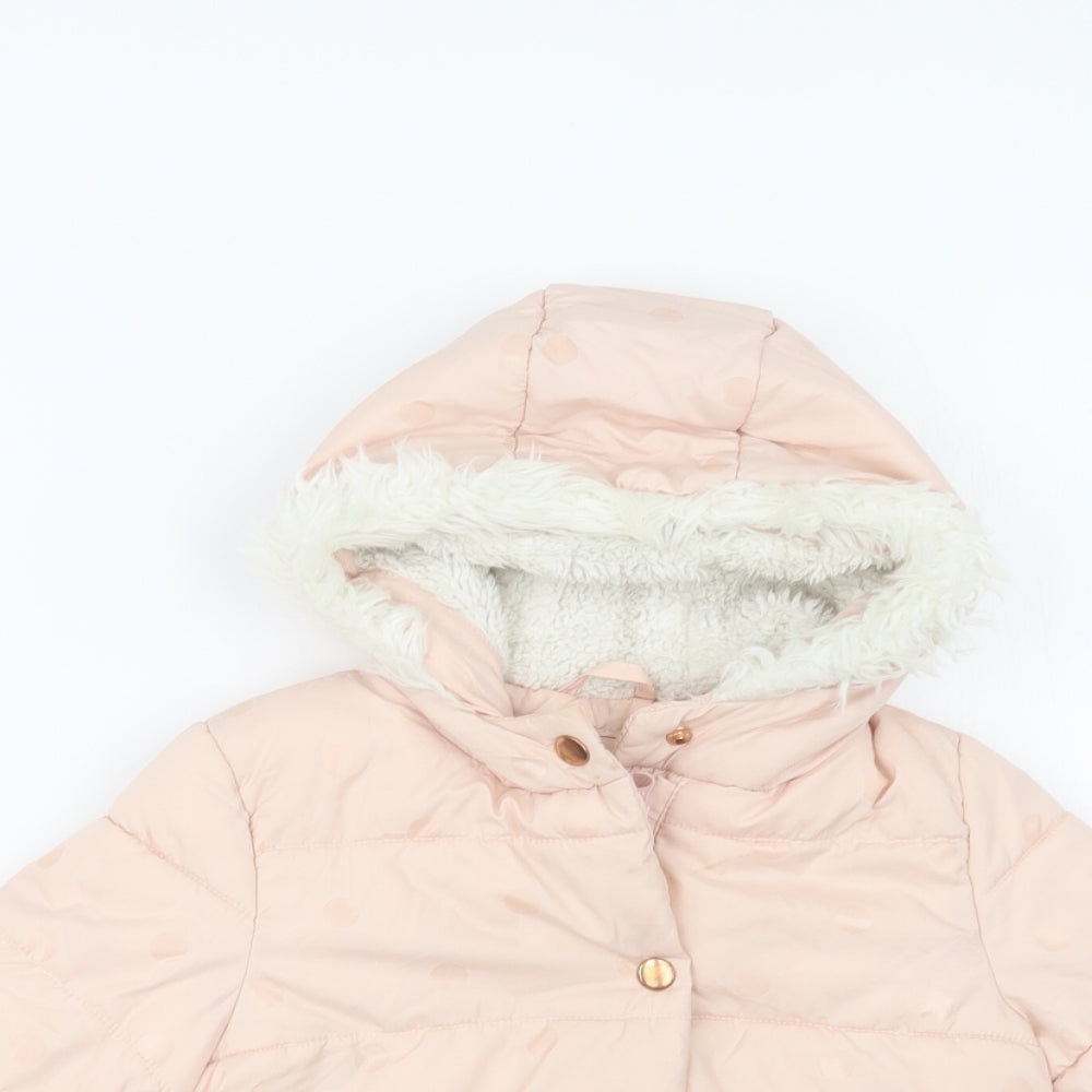 George Girls Pink Polka Dot  Puffer Jacket Jacket Size 3-4 Years  Zip