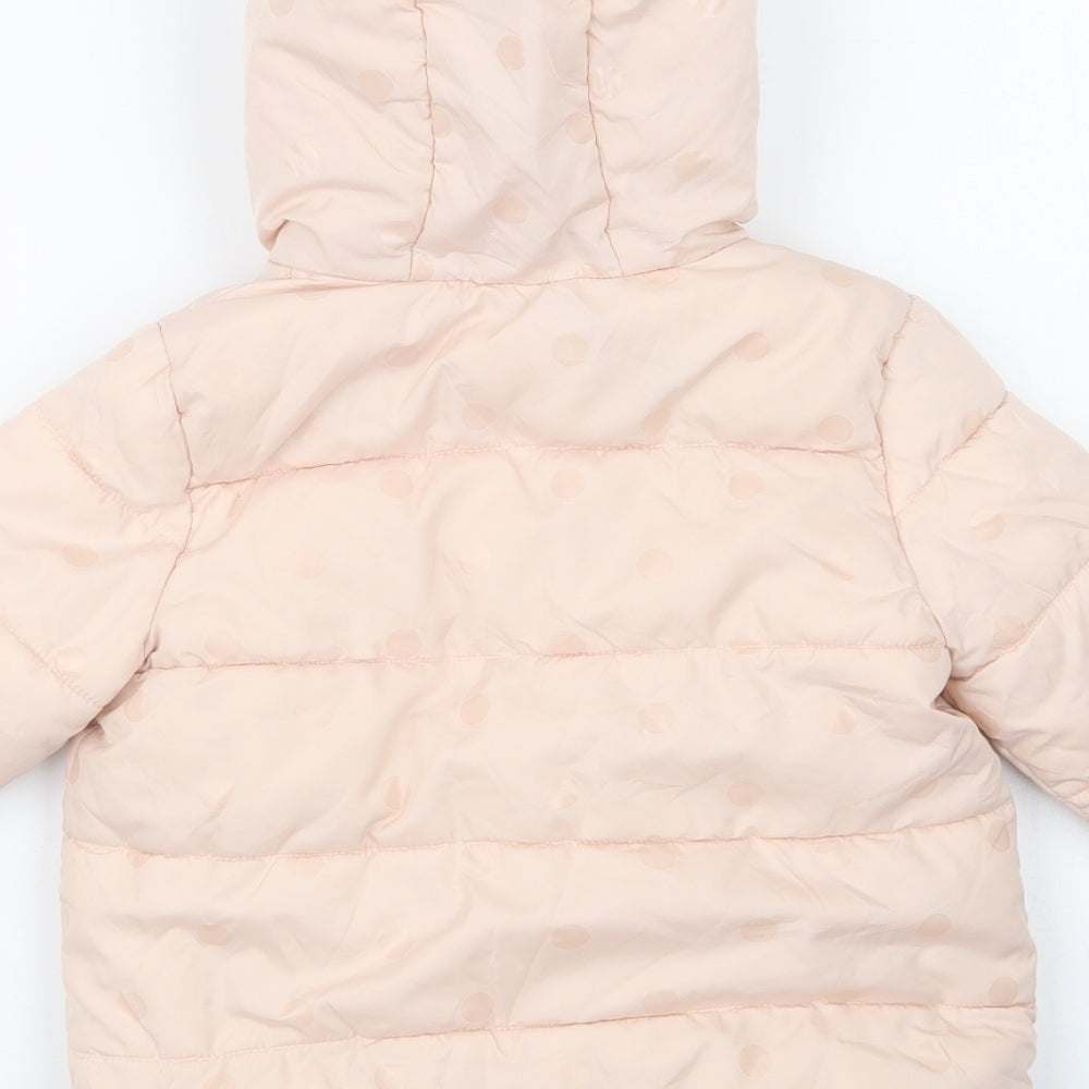 George Girls Pink Polka Dot  Puffer Jacket Jacket Size 3-4 Years  Zip