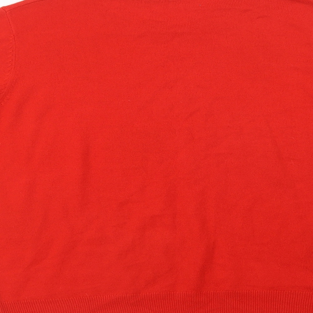 TU Womens Red Crew Neck Geometric Acrylic Pullover Jumper Size 16   - Heart Print