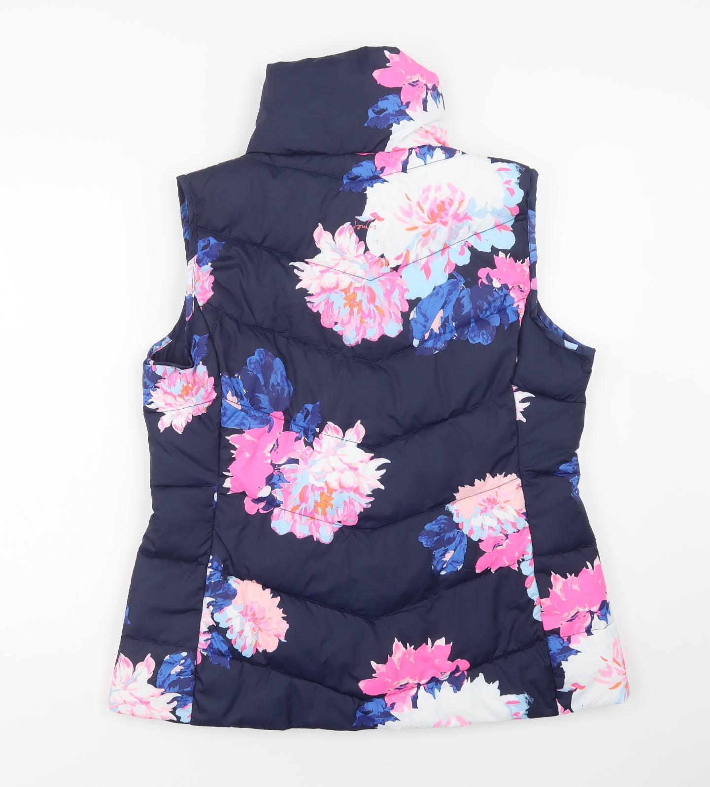 Joules Womens Blue Floral  Gilet Waistcoat Size 16  Zip