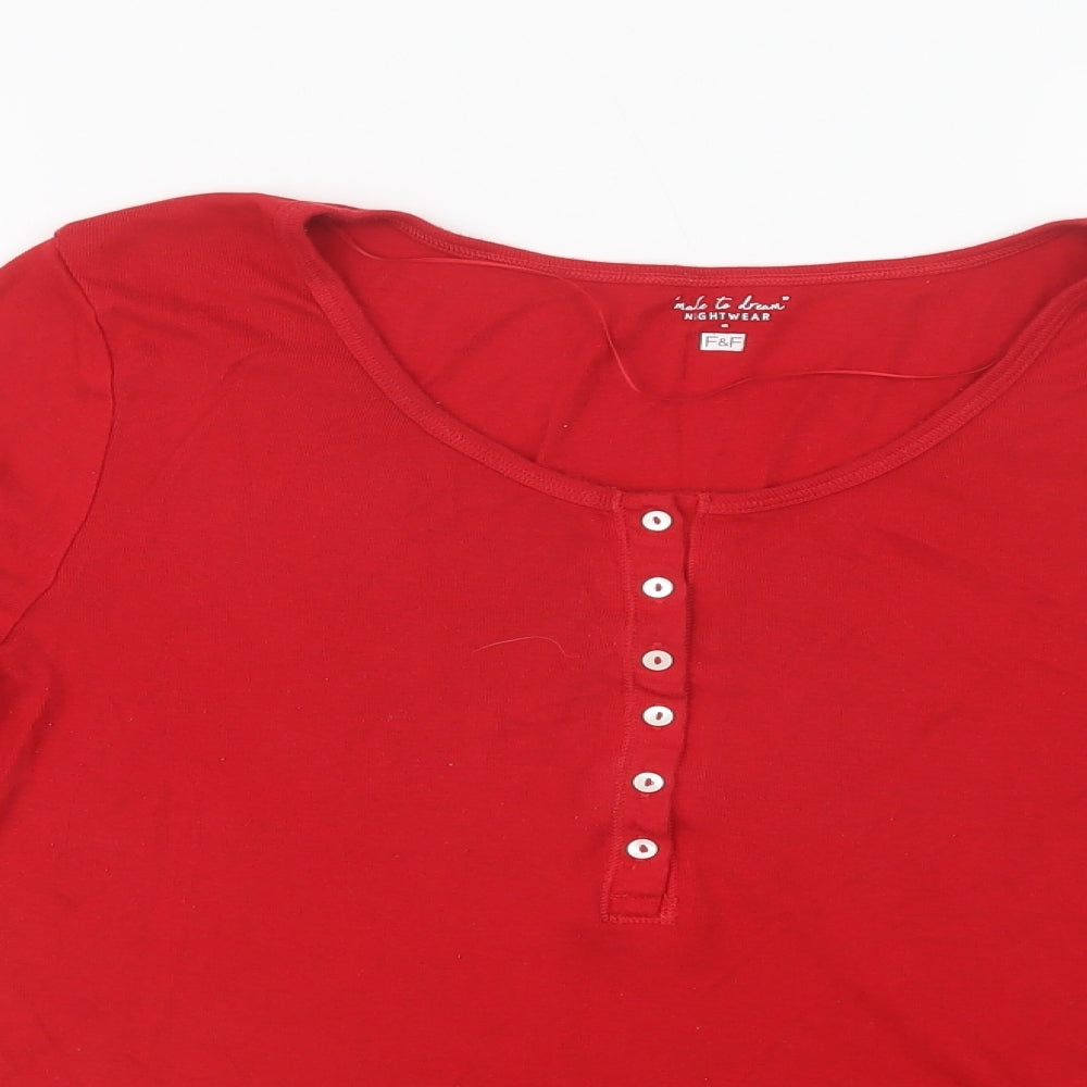 F&F Womens Red  Cotton Top Pyjama Top Size 20  Button