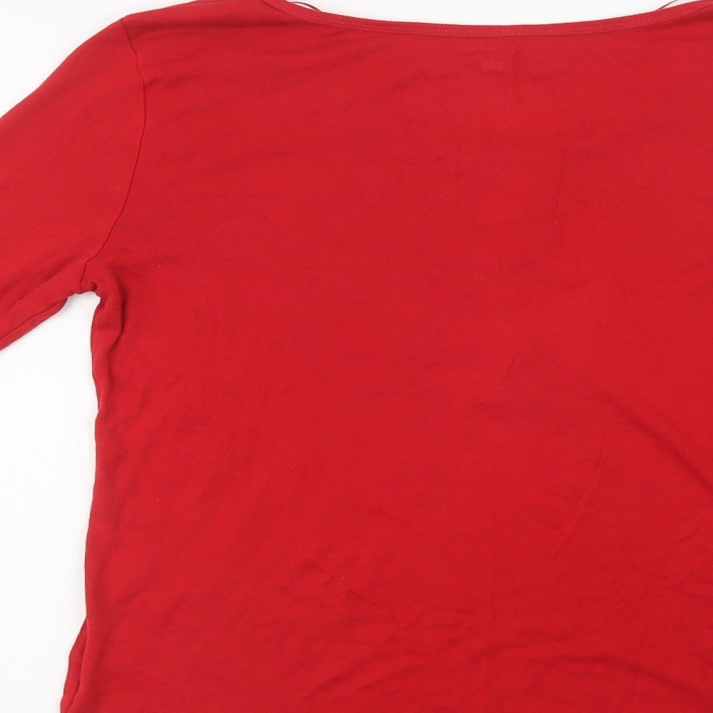 F&F Womens Red  Cotton Top Pyjama Top Size 20  Button