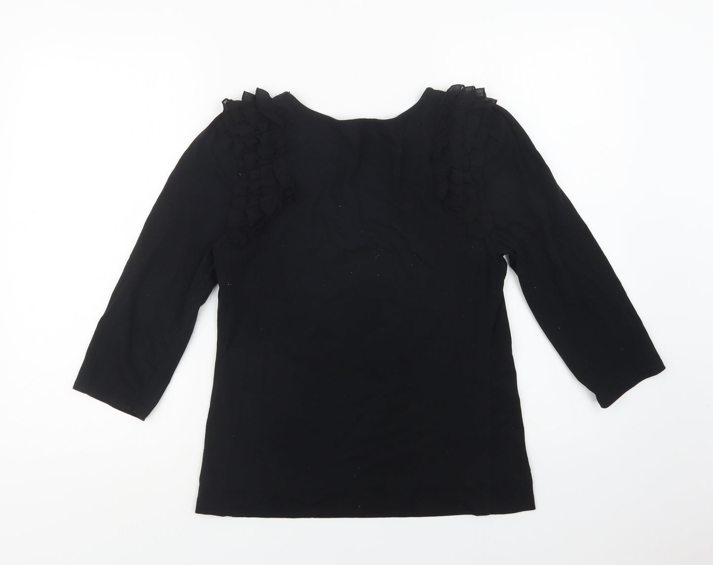 Oasis Womens Black  Cotton Basic Blouse Size S Scoop Neck