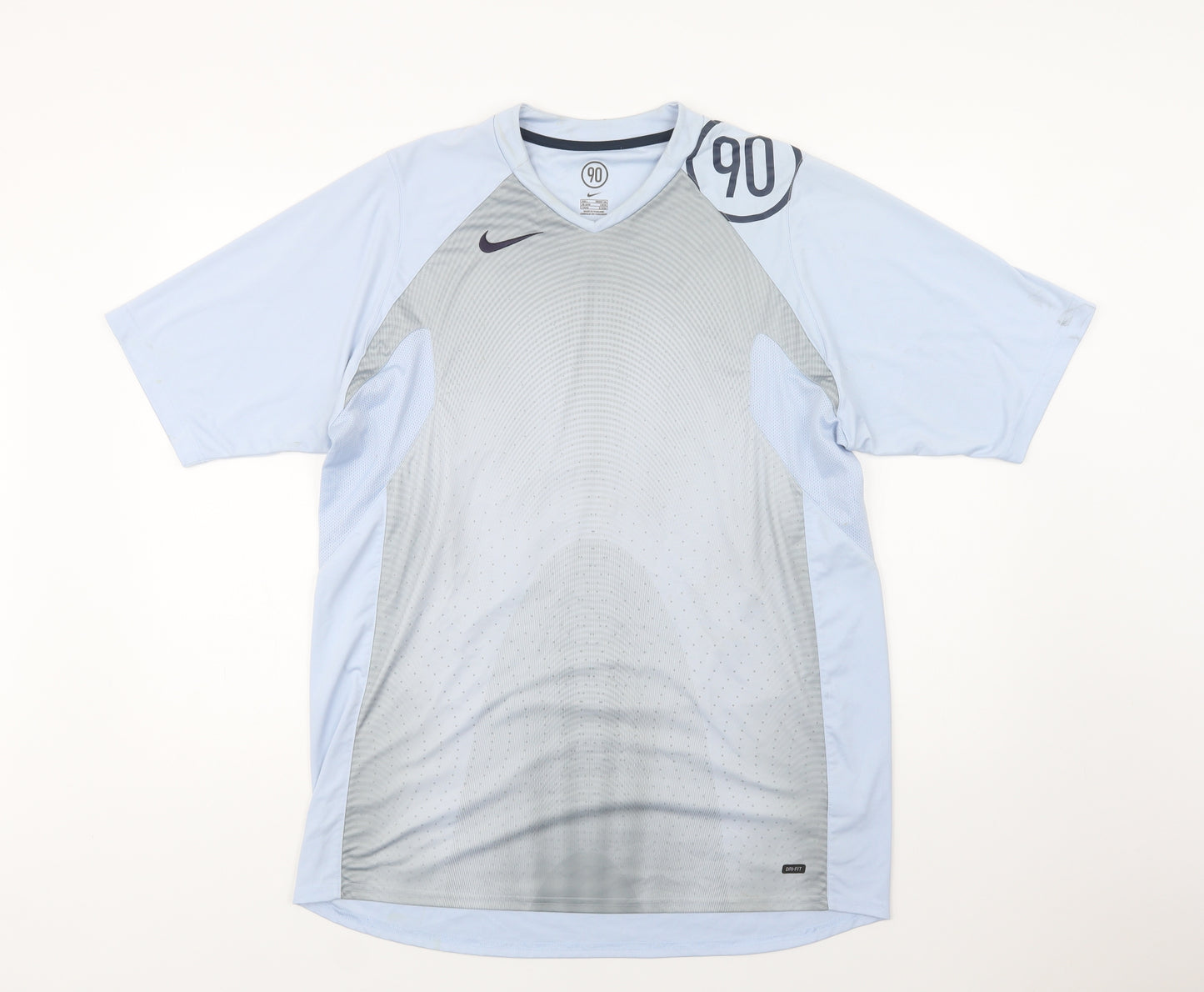 Nike Mens Blue  Polyester  T-Shirt Size L V-Neck