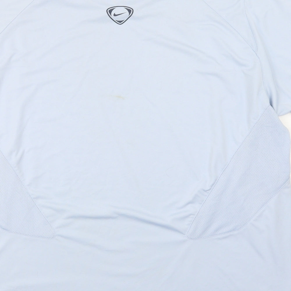 Nike Mens Blue  Polyester  T-Shirt Size L V-Neck