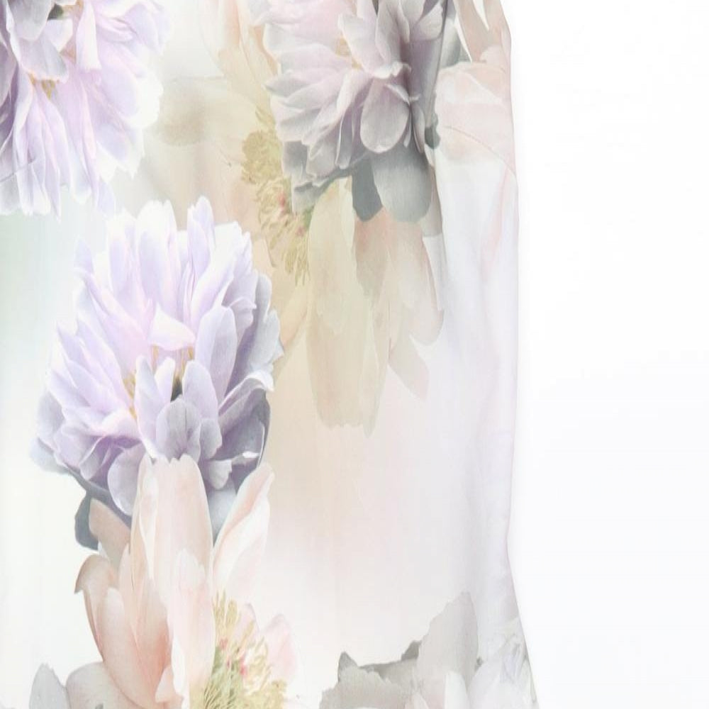 New Look Womens Multicoloured Floral Polyester Bodycon  Size 10  Round Neck Zip