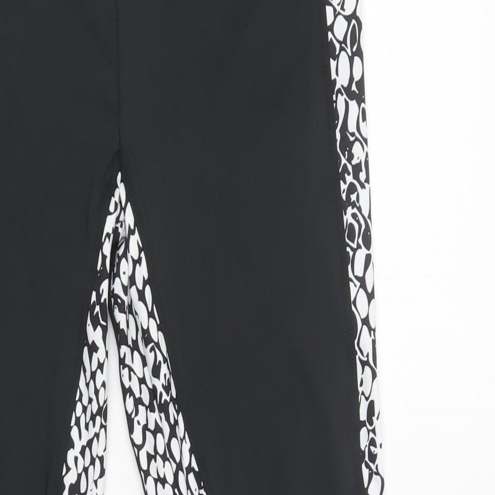 Boohoo Womens Black Animal Print Polyester Compression Leggings Size 12 L30 in Regular