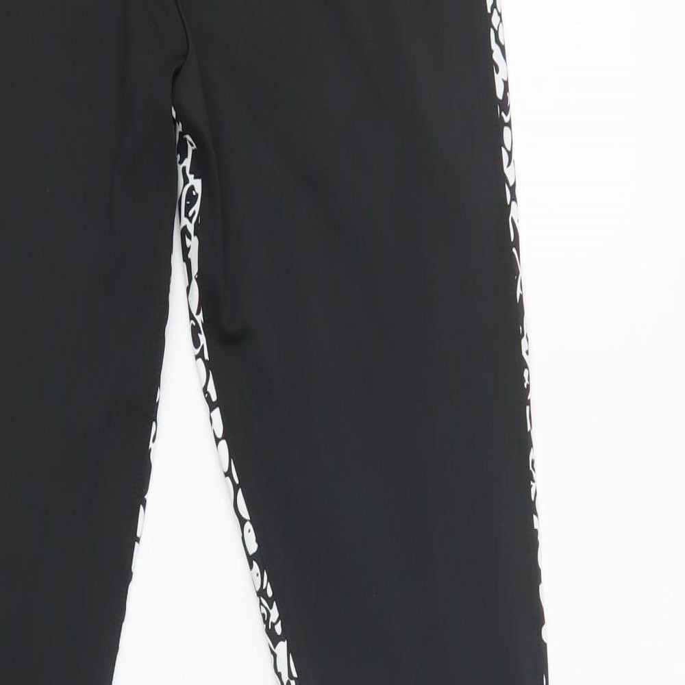 Boohoo Womens Black Animal Print Polyester Compression Leggings Size 12 L30 in Regular