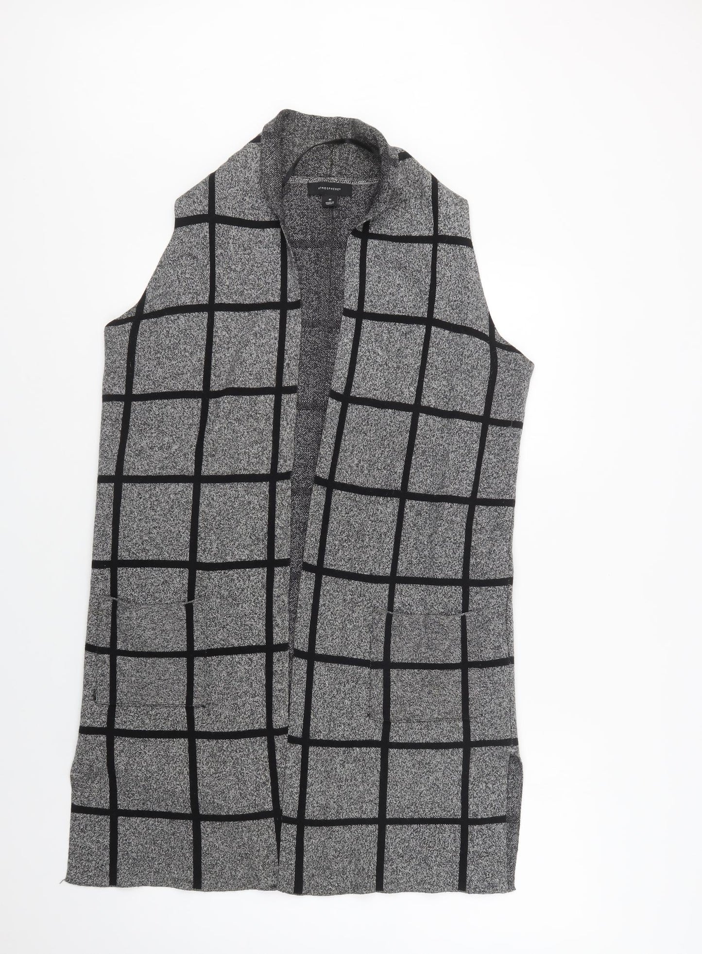 Primark Womens Grey V-Neck Check Cotton Cardigan Jumper Size M
