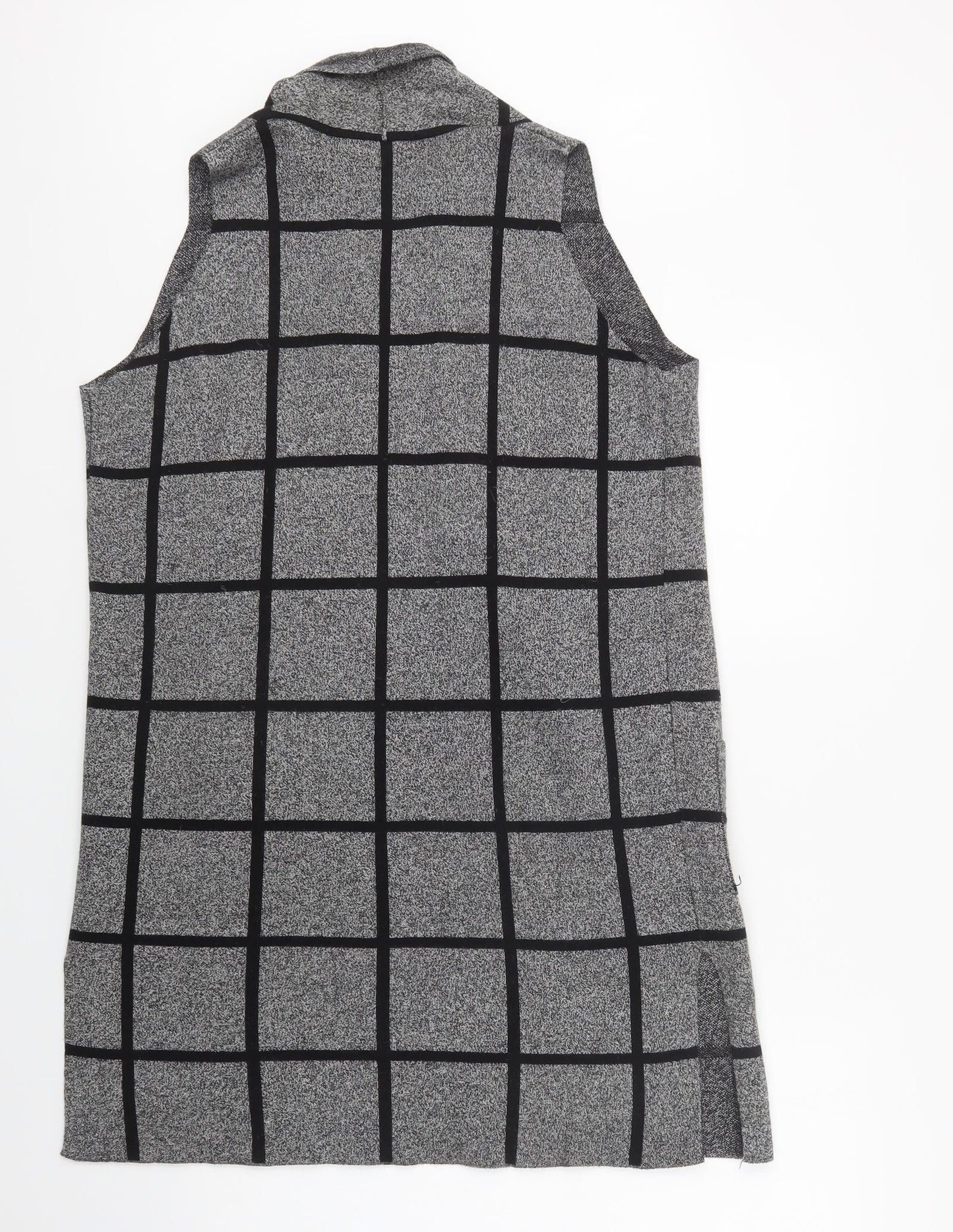 Primark Womens Grey V-Neck Check Cotton Cardigan Jumper Size M