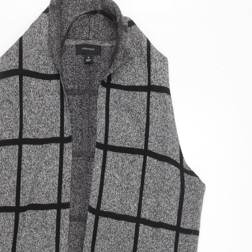 Primark Womens Grey V-Neck Check Cotton Cardigan Jumper Size M