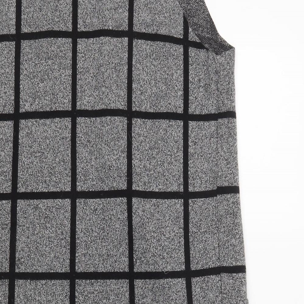 Primark Womens Grey V-Neck Check Cotton Cardigan Jumper Size M