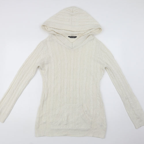 Select Womens Ivory V-Neck  Acrylic Pullover Jumper Size 16