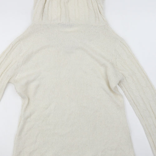 Select Womens Ivory V-Neck  Acrylic Pullover Jumper Size 16