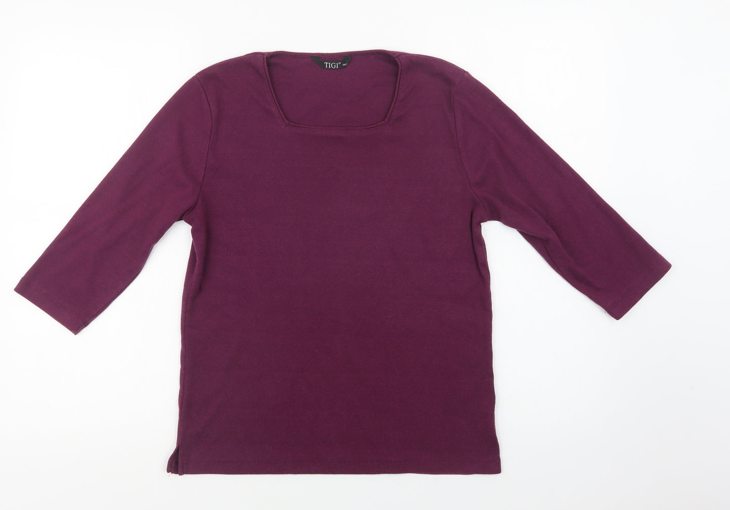 Tigi Womens Purple  Polyester Basic Blouse Size 12 Square Neck