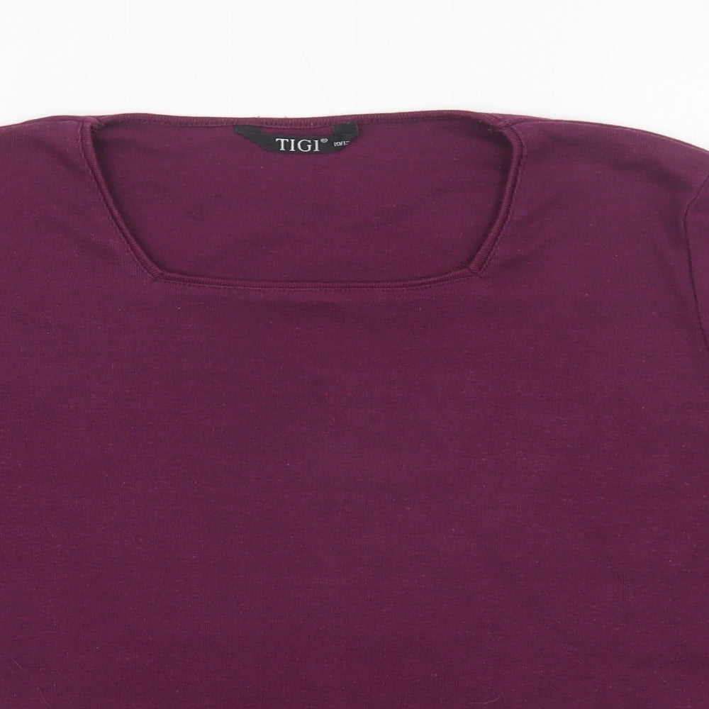 Tigi Womens Purple  Polyester Basic Blouse Size 12 Square Neck
