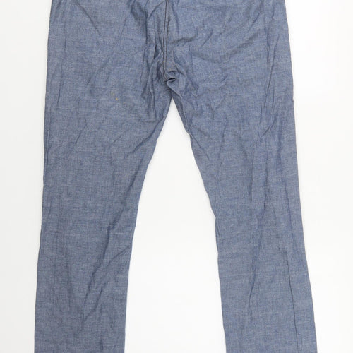 Peacocks Mens Blue  Cotton Chino Trousers Size 32 L32 in Regular Button