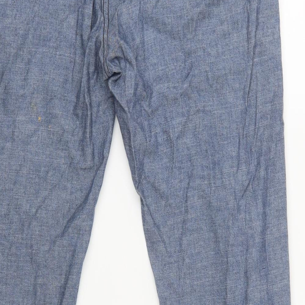 Peacocks Mens Blue  Cotton Chino Trousers Size 32 L32 in Regular Button