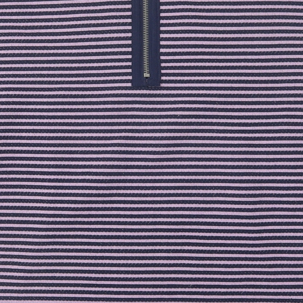 NEXT Womens Purple Striped Cotton Basic Blouse Size 6 Round Neck
