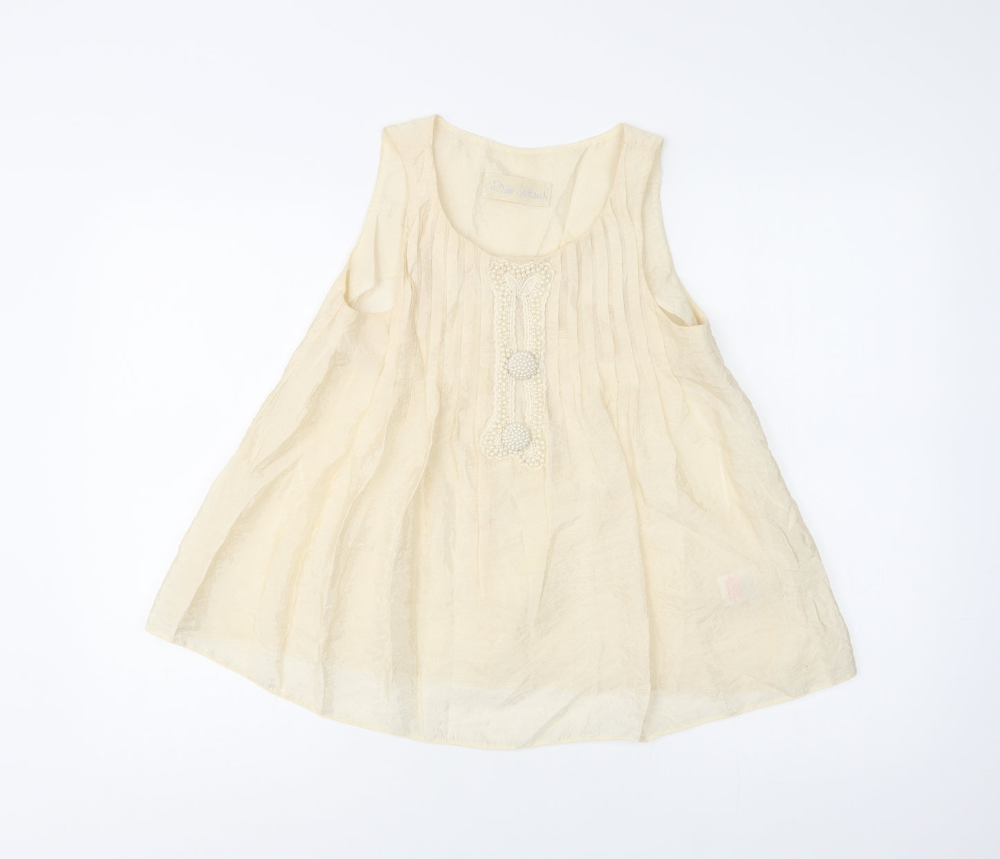 River Island Womens Ivory  Viscose Basic Blouse Size 8 Scoop Neck