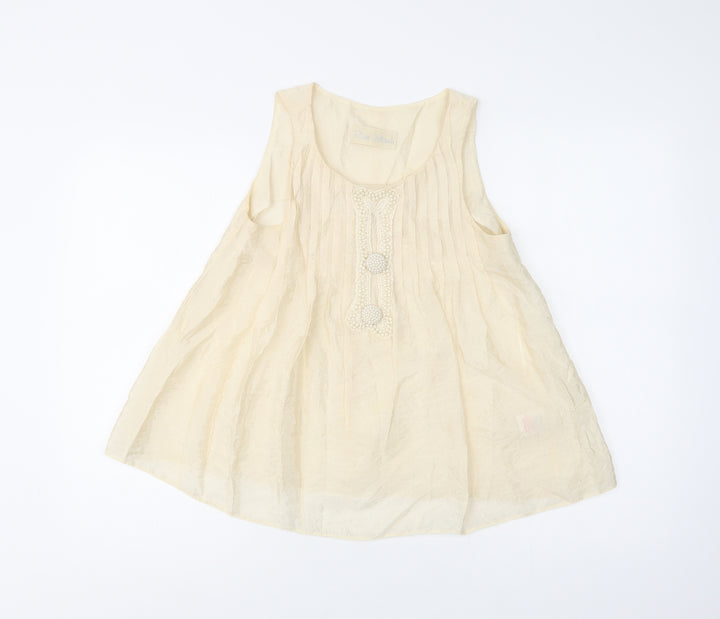 River Island Womens Ivory  Viscose Basic Blouse Size 8 Scoop Neck