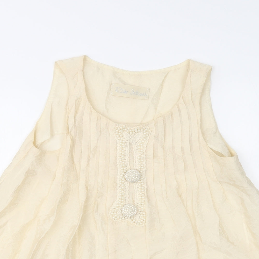 River Island Womens Ivory  Viscose Basic Blouse Size 8 Scoop Neck