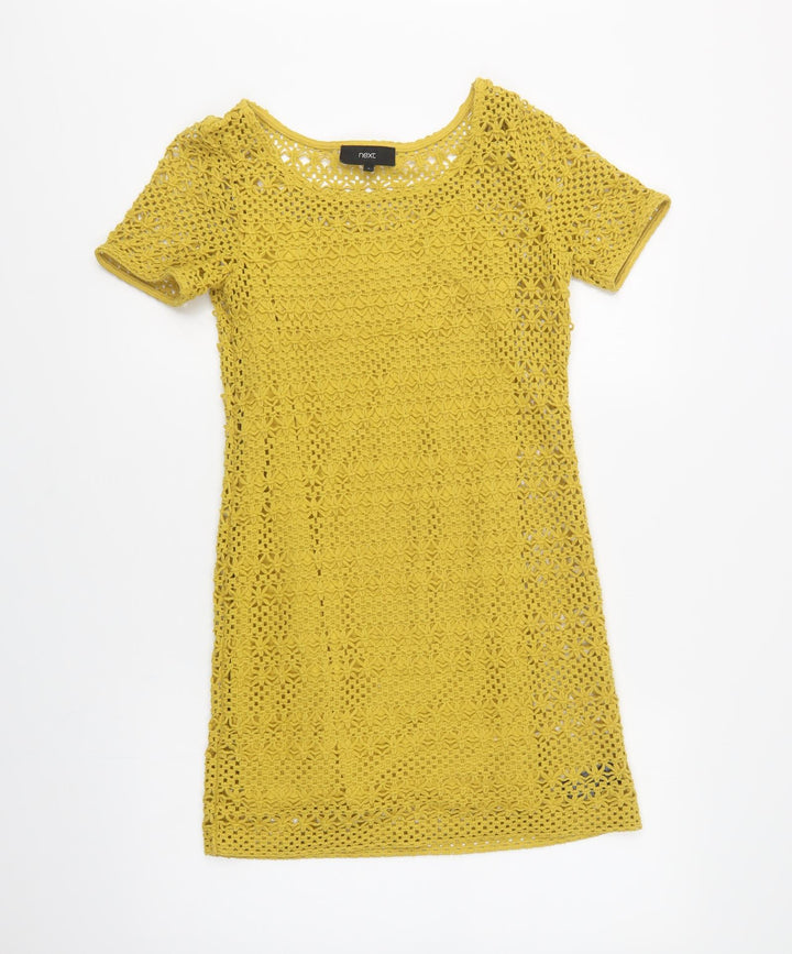 NEXT Womens Yellow Polyester Shift Size 6 Round Neck