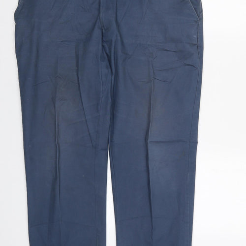Marks and Spencer Mens Blue  Cotton Trousers  Size 38 L29 in Regular Button