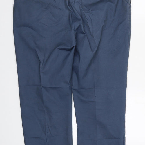 Marks and Spencer Mens Blue  Cotton Trousers  Size 38 L29 in Regular Button
