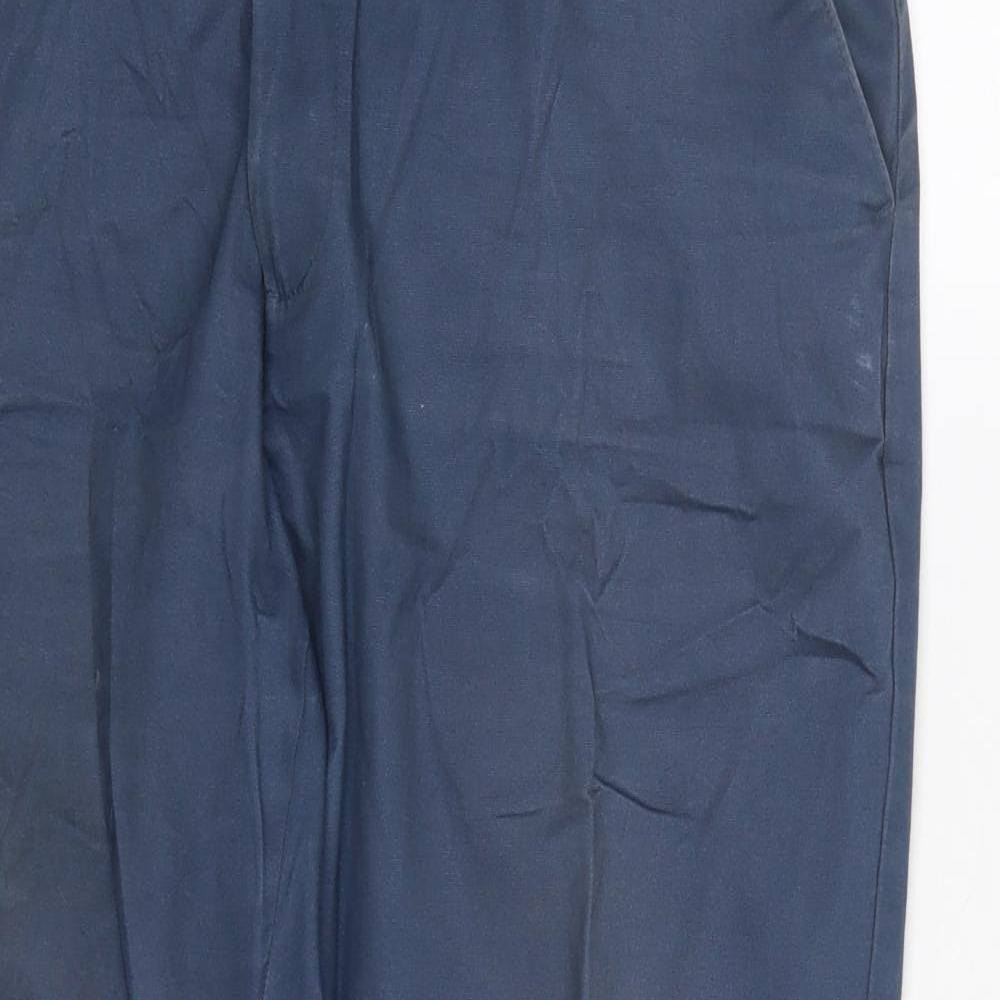 Marks and Spencer Mens Blue  Cotton Trousers  Size 38 L29 in Regular Button