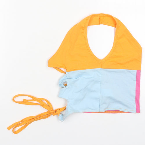 Boohoo Womens Multicoloured Colourblock Polyester Cropped Tank Size 16 Halter