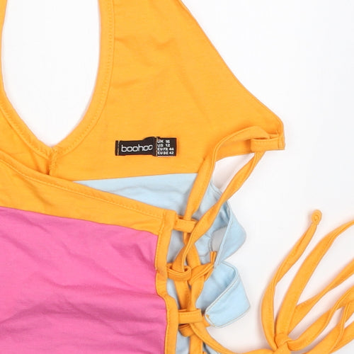 Boohoo Womens Multicoloured Colourblock Polyester Cropped Tank Size 16 Halter