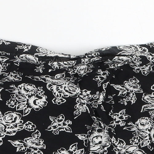 Atmosphere Womens Black Floral Viscose Mom Shorts Size 12  Regular Drawstring