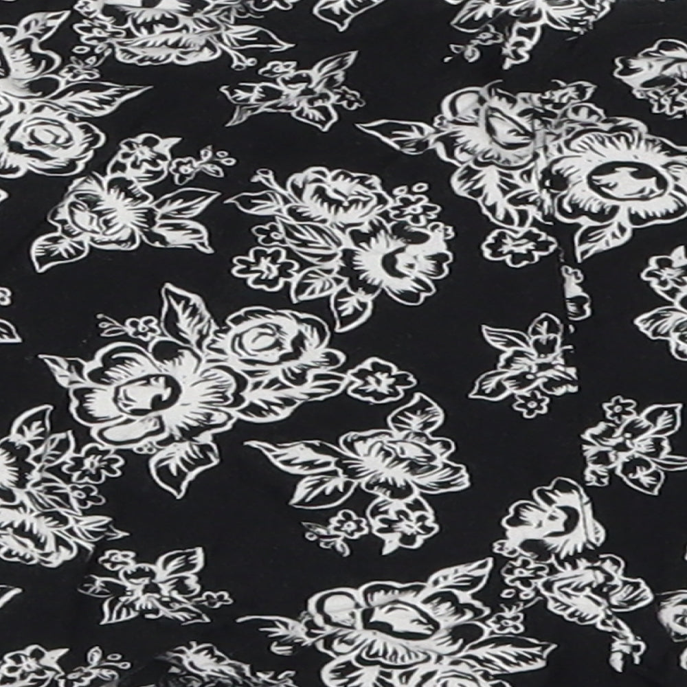 Atmosphere Womens Black Floral Viscose Mom Shorts Size 12  Regular Drawstring