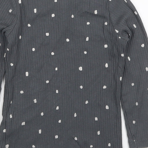 George Girls Grey Polka Dot Cotton Basic T-Shirt Size 4-5 Years Henley Pullover