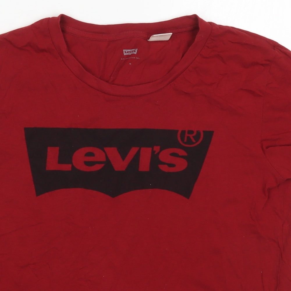 Levi's Mens Red  Cotton  T-Shirt Size M Crew Neck