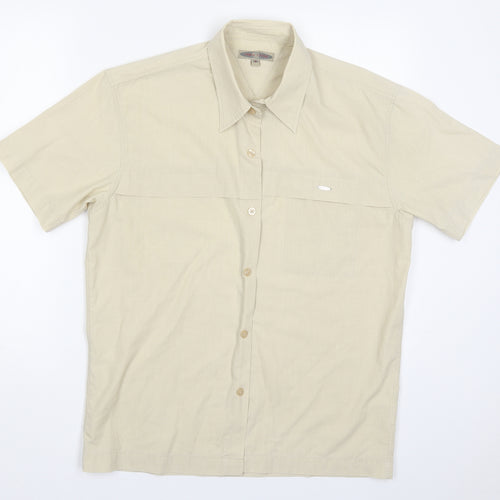 Urban Stone Mens Beige  Polyester  Button-Up Size M Collared Button