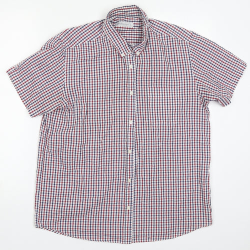 Cedar Wood State Mens Multicoloured Check Polyester  Button-Up Size L Collared Button