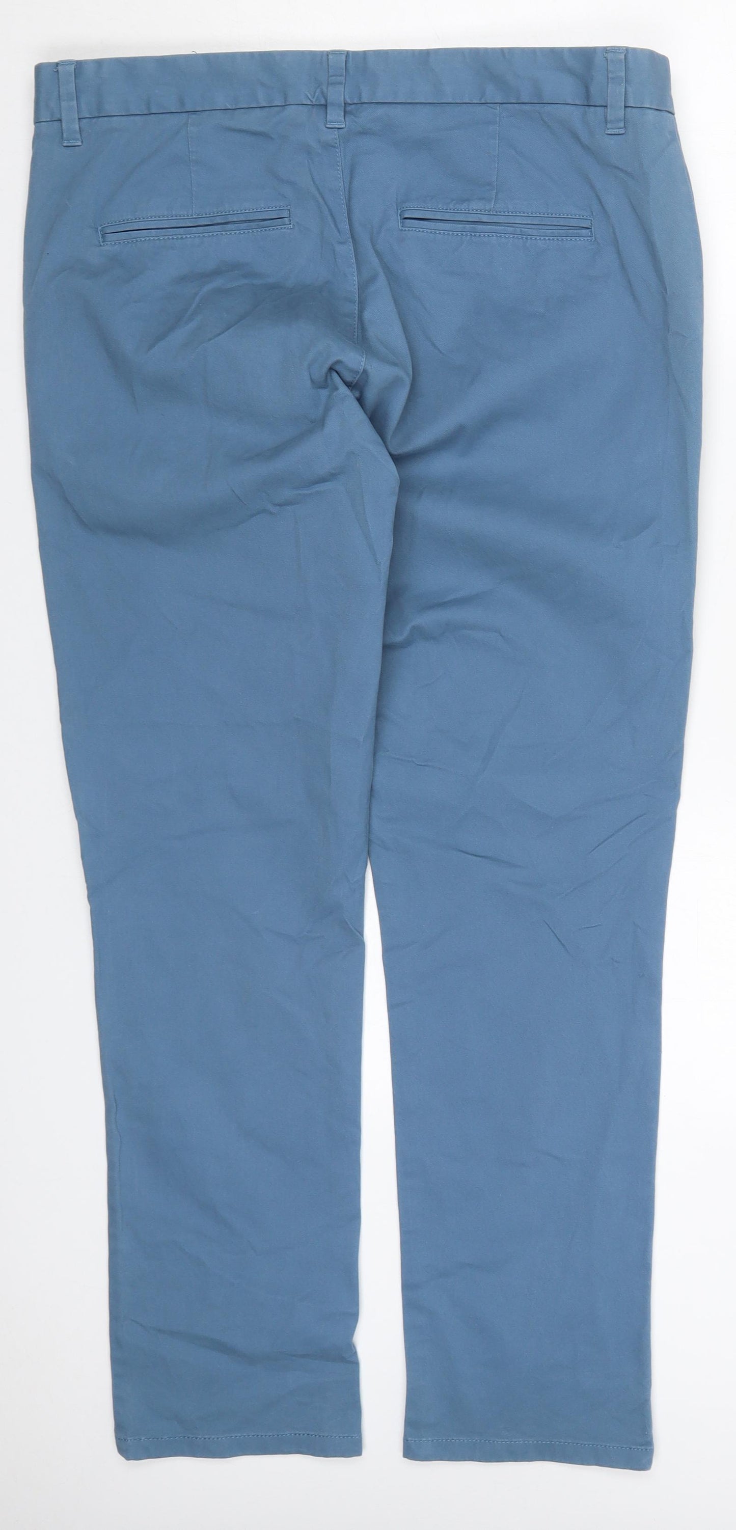 NEXT Mens Blue  Cotton Chino Trousers Size 36 L31 in Slim Button