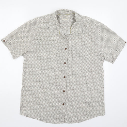 Matalan Mens Beige Geometric Cotton  Button-Up Size L Collared Button