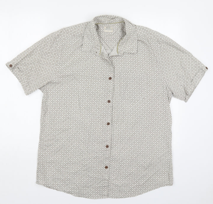 Matalan Mens Beige Geometric Cotton  Button-Up Size L Collared Button
