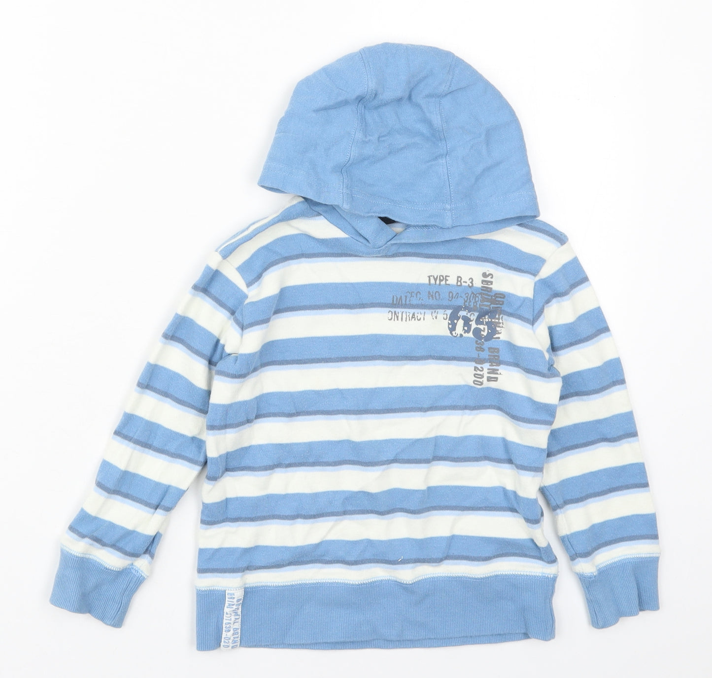 NEXT Boys Blue Striped Cotton Pullover Hoodie Size 5 Years  Pullover