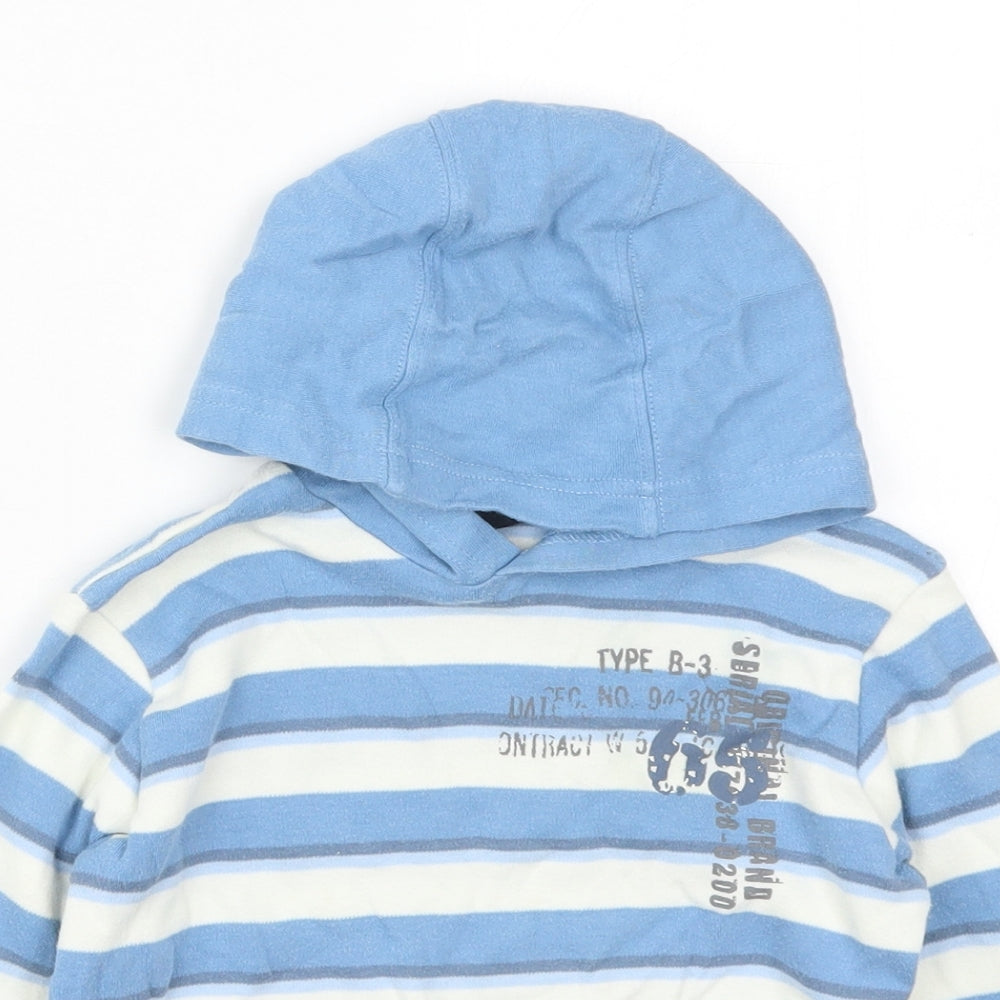 NEXT Boys Blue Striped Cotton Pullover Hoodie Size 5 Years  Pullover