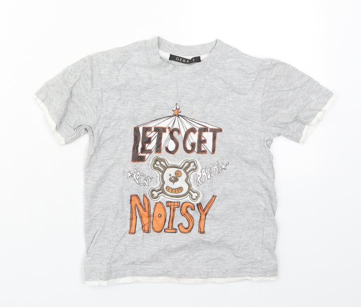George Boys Grey  Cotton Basic T-Shirt Size 3-4 Years Crew Neck Pullover - Let's Get Noisy