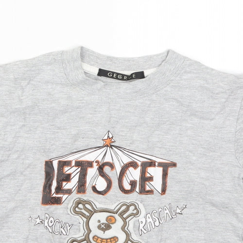 George Boys Grey  Cotton Basic T-Shirt Size 3-4 Years Crew Neck Pullover - Let's Get Noisy
