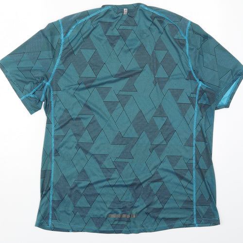 Nike Mens Blue Geometric Polyester  T-Shirt Size XL Crew Neck