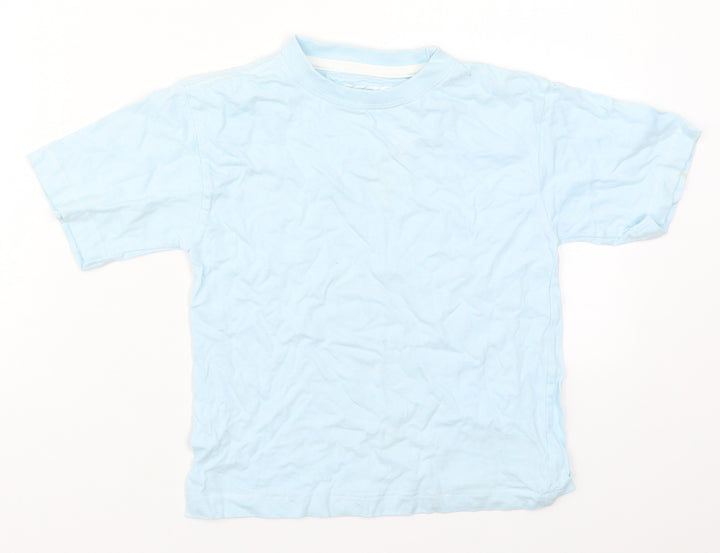 Rebel Boys Blue  Cotton Basic T-Shirt Size 4-5 Years Crew Neck Pullover