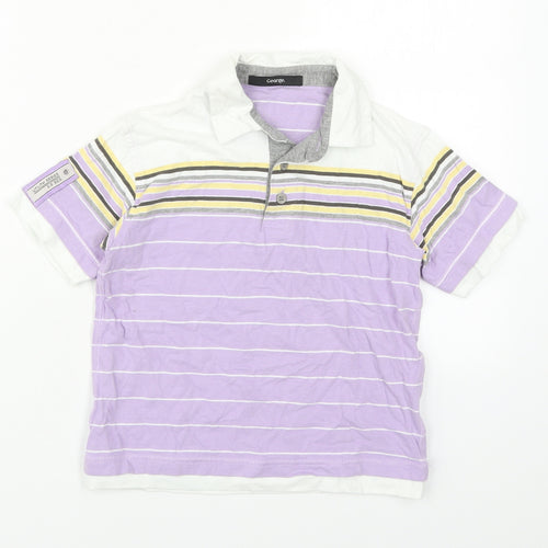 George Boys Purple Striped Cotton Basic Polo Size 5-6 Years Collared Button