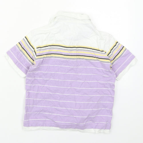 George Boys Purple Striped Cotton Basic Polo Size 5-6 Years Collared Button